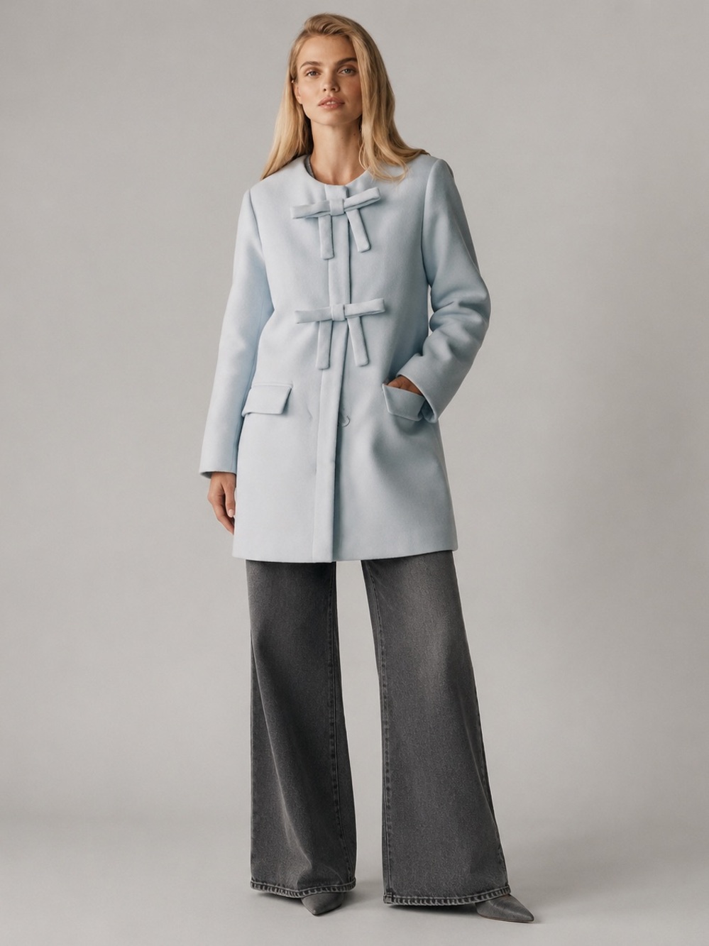 Anthropologie Hutch Bow-Front Coat Sz S NWT blue color